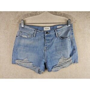 Frame Women's Le Cutoff Distressed Denim Jean Shorts Size 26